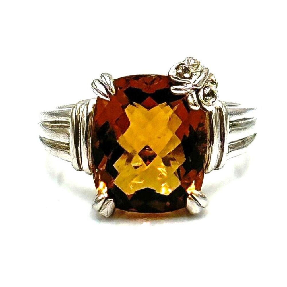 Designer Fp Tourmaline And Diamond 925 Sterling Silver Ring Size 6 Butterfly
